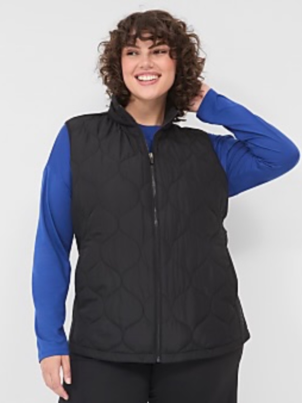 Lane Bryant Black Quilted Zip-Front Vest